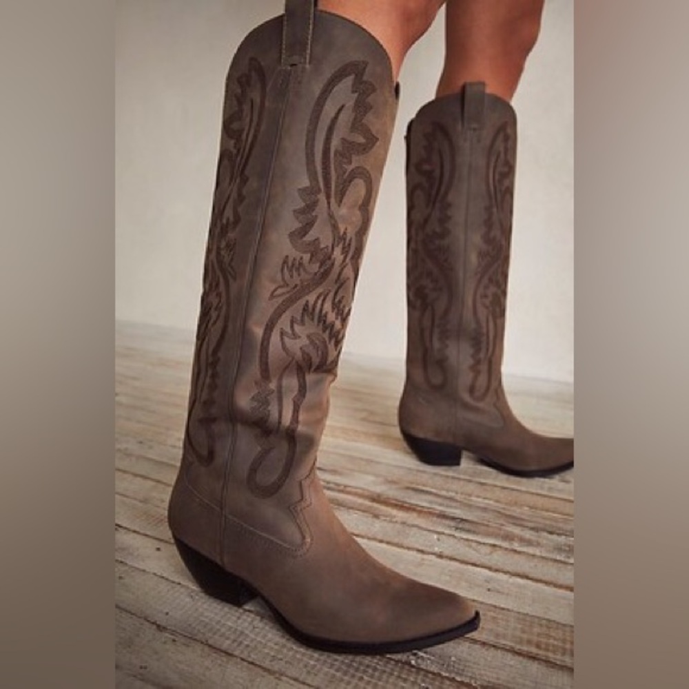 Jeffrey Campbell x Free People Women's Brown Tall Western Boots size 7.5